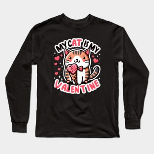 My Cat is My Valentine - Cute Cat with Heart Ice-cream Long Sleeve T-Shirt